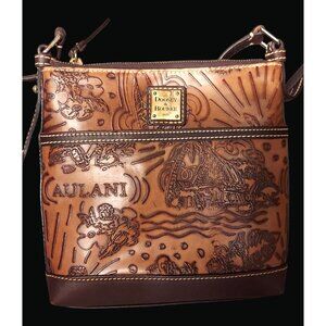 Vintage Dooney & Bourke Disney Aulani Brown Leather Embossed Crossbody XX J